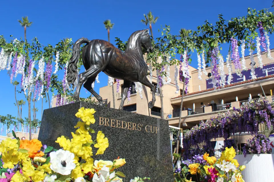 The Breeders' Cup trophy on display Friday at the Del Mar Racetrack. Photo by Jordan P. Ingram