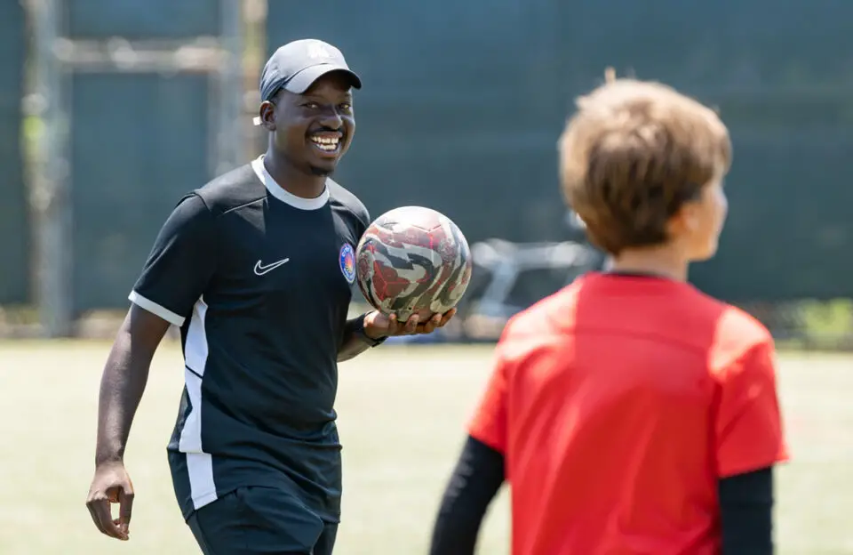 Coach Tapiwa “Taps” Manhungo leads City SC Carlsbad players through drills during a recent practice session in Carlsbad. Photo by Tanya Perez