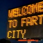 An electronic traffic sign in Encinitas displays an unauthorized message after vandals cut the lock and reprogrammed the board this week. City officials say it is the fourth such incident in three months. Courtesy photo