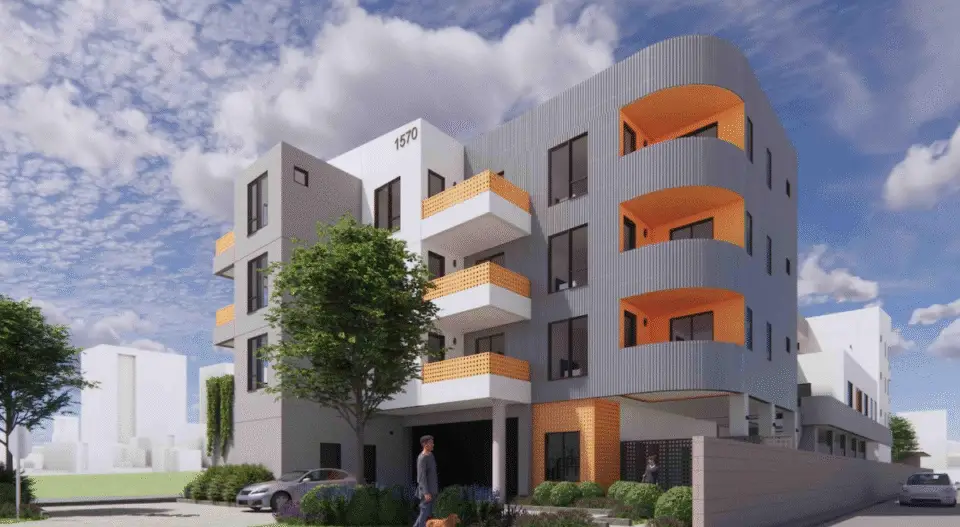 The Vista Planning Commission voted Tuesday to recommend approval of a 33-unit apartment building along North Santa Fe Avenue, shown in a rendering. Courtesy photo/City of Vista