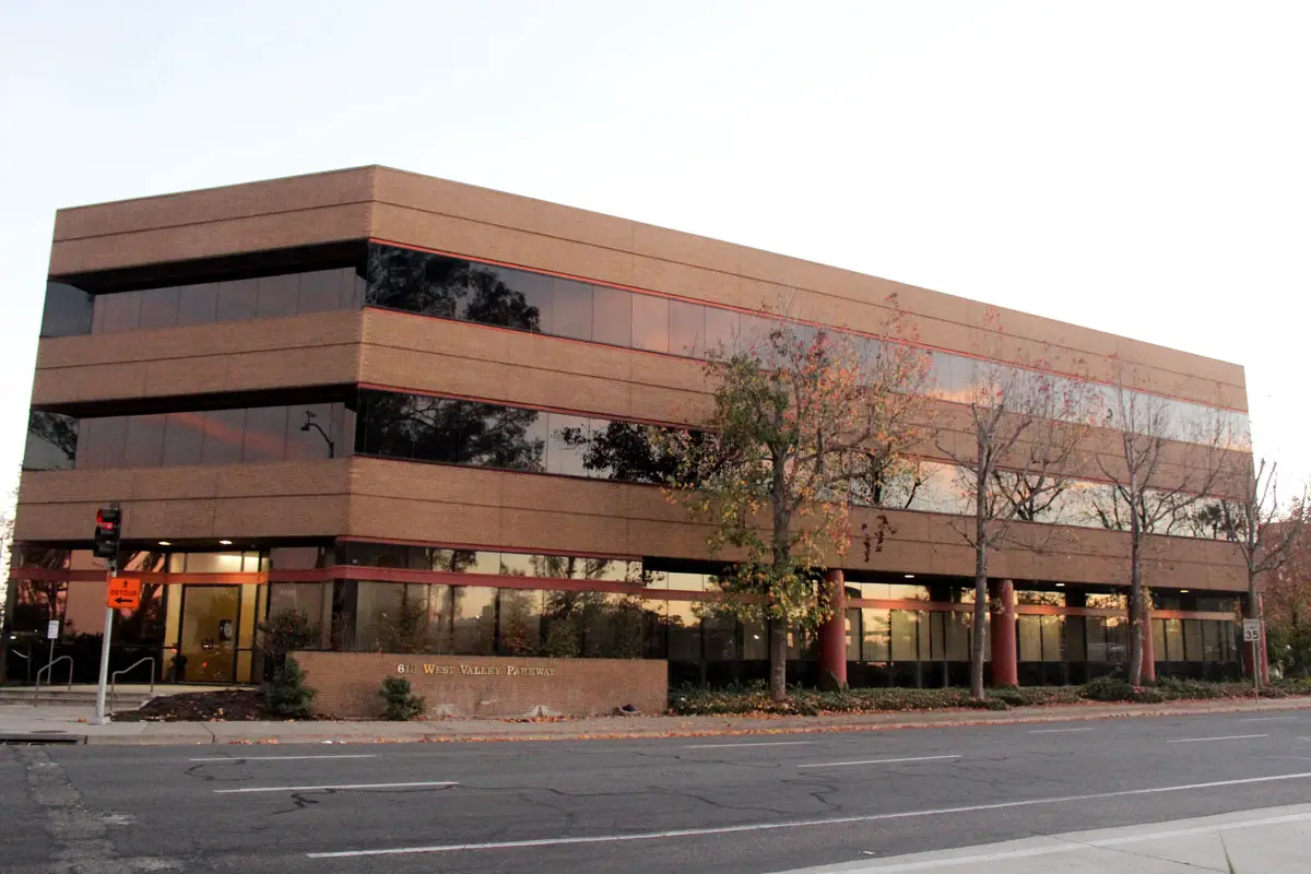 The City Council approved a 70-unit KB Homes townhome project at the site of a vacant office building at 613 W. Valley Parkway, adjacent to the Escondido Transit Center. Photo by Samantha Nelson