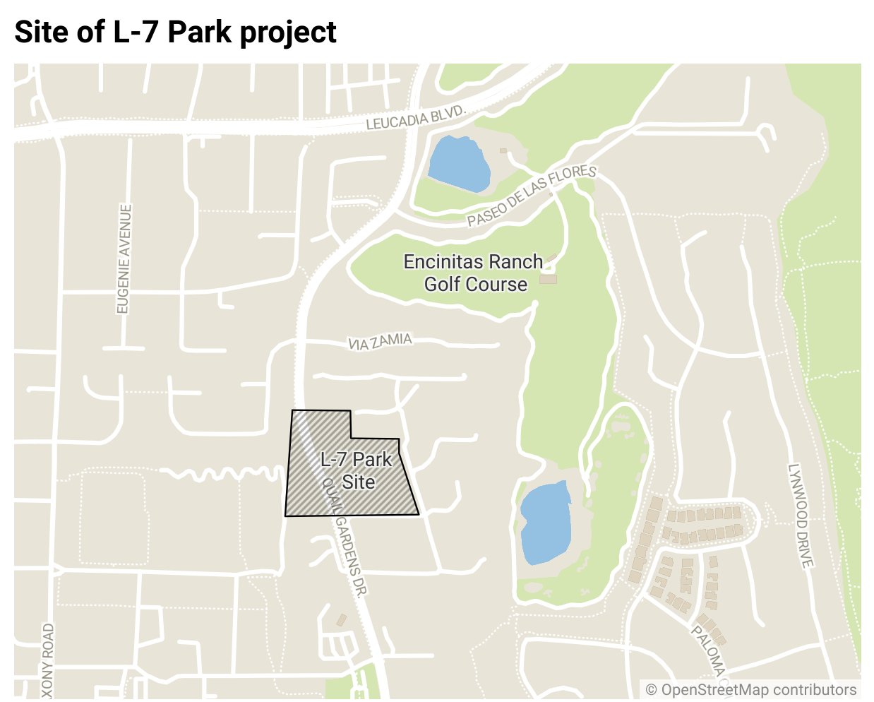 The site of the L-7 Park project on Quail Gardens Drive near Leucadia Boulevard.