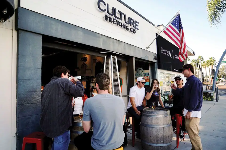 Customers enjoy beverages on the back patio of Culture Brewing along South Cedros Boulevard in Solana Beach. Courtesy photo/Culture Brewing