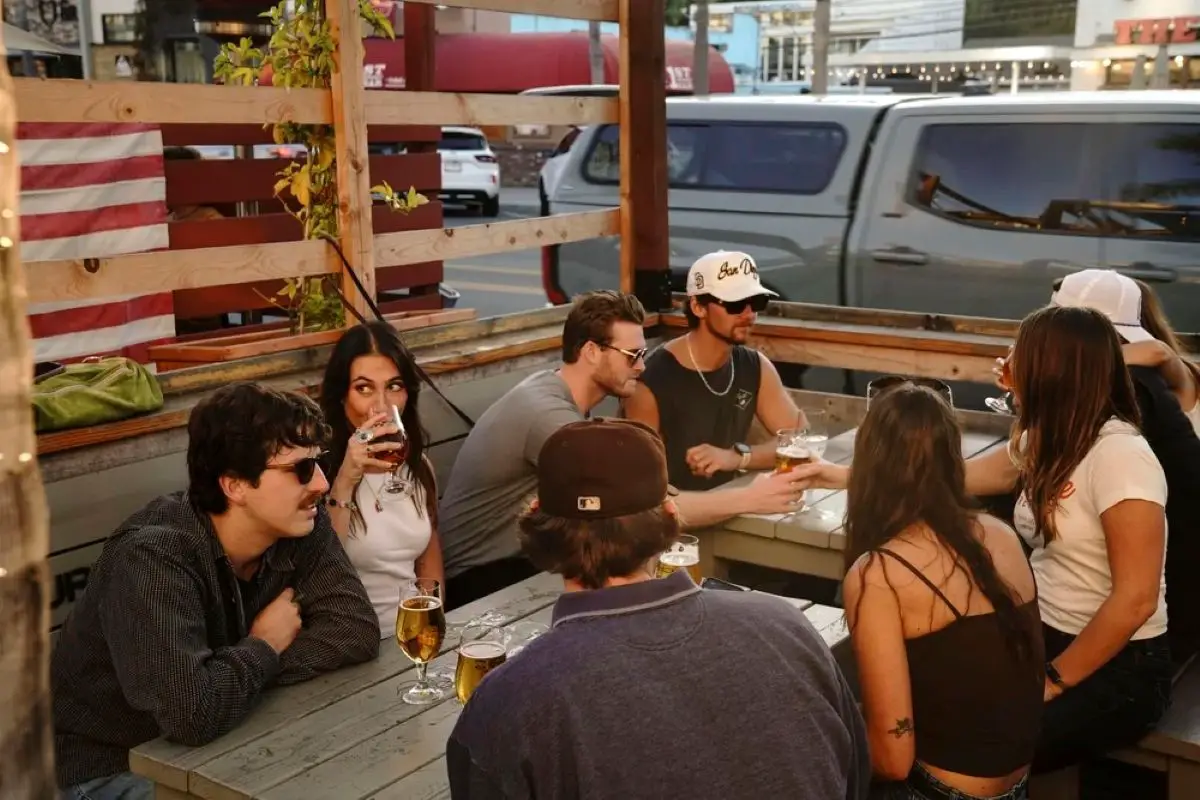Customers enjoy beverages on the back patio of Culture Brewing along South Cedros Boulevard in Solana Beach. The city has adopted permanent regulations regarding outdoor dining spaces after several years of temporary COVID-19 rules. Photo courtesy Culture Brewing