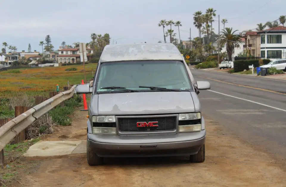 A van parked along Coast Highway 101 near the Encinitas-Carlsbad border. File photo/Jordan P. Ingram