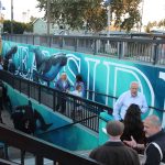 A new mural covers the walls of the Oceanside Transit Center pedestrian tunnel. Photo by Samantha Nelson