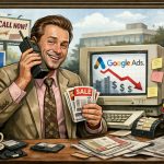 A humorous editorial cartoon depicting a 1980s marketer using outdated advertising tools.