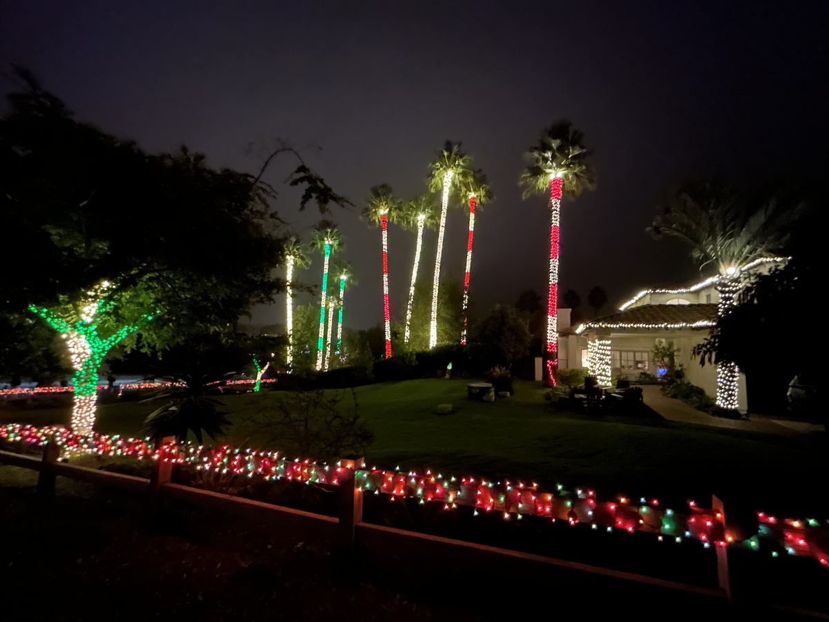 Holiday lights in Olivenhain.