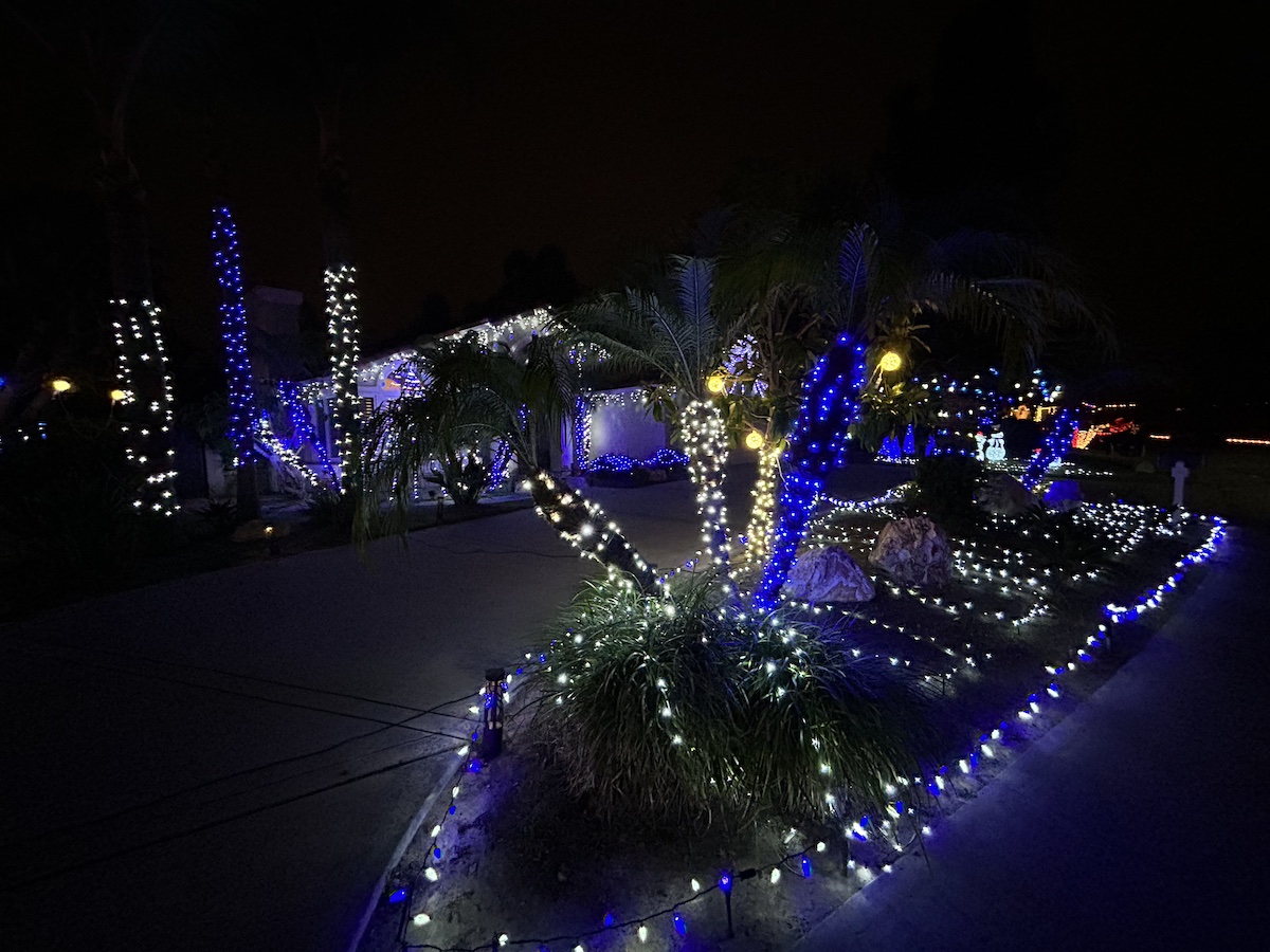 Holiday lights in Olivenhain.
