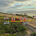 Signs and caution tape block public access near the coastal bluffs along. Courtesy photo/City of Carlsbad
