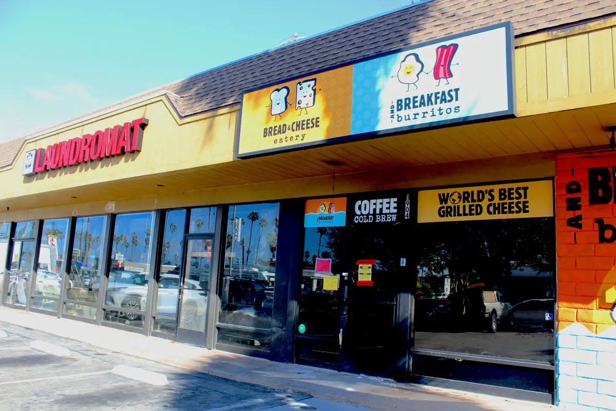 The front of Bread and Cheese Eatery / And Breakfast Burritos in Oceanside is shown following a fire that officials said originated in the back of the restaurant. Photo by Samantha Nelson