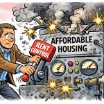 Rent control policies worsen housing problems rather than fix them. The Coast News graphic/AI