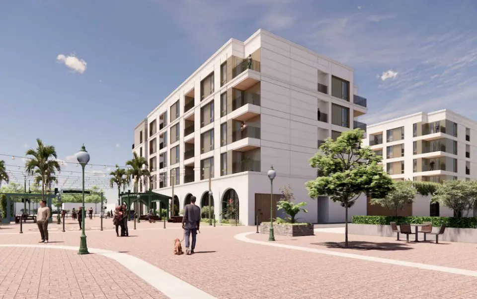 A rendering of The Maple multifamily housing project as seen from Maple Street Plaza. Courtesy photo/Kingsbarn Realty
