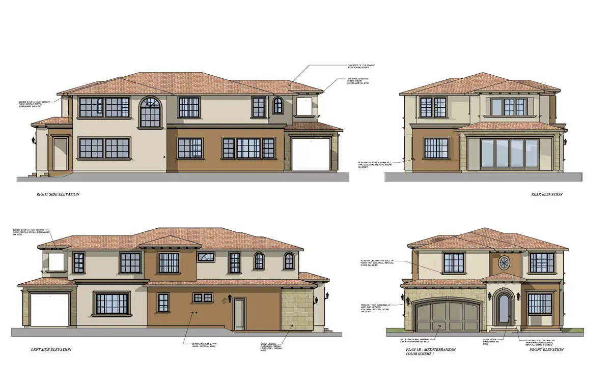 A rendering depicting one of several styles of homes at the proposed Zona Gale Estates project in Encinitas. Courtesy photo