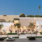 A rendering from Safdie Rabins Architects of the expanded Oceanside Museum of Art with the addition of the former Fire Station 1 site (far right side). Courtesy Oceanside Museum of Art