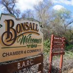 A sign welcomes visitors to Bonsall, a rural North County community where construction is underway on the 381-home Ocean Breeze Ranch development. Photo by Jordan P. Ingram