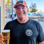 Jeff Spanier, author and host of the I Like Beer podcast, at the Catalina Island Brew House with a pint of Garibaldi Blonde Ale. Photo by Jeff Spanier