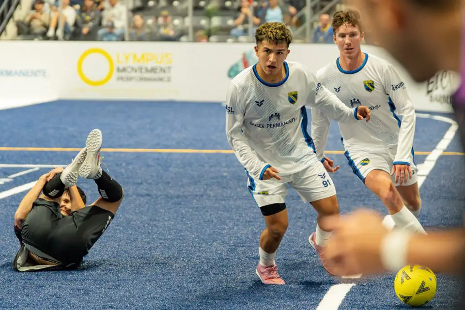 San Diego Sockers midfielder Jesus Pacheco scored a goal in Sunday night’s match against the Empire Strykers at Frontwave Arena in Oceanside. Photo by Tanya Perez