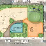 A 2024 conceptual design for the Benito Juárez Pocket Park. The planned splash pad will be replaced with a water misting feature. Courtesy graphic/City of Vista