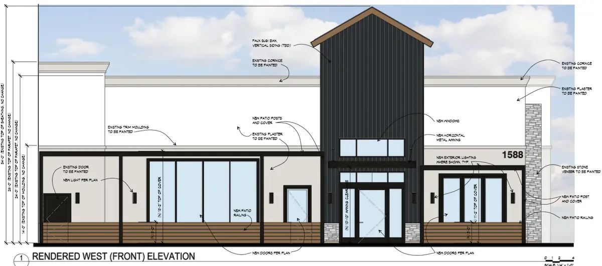 Plans for the facade of Encinitas Brewing Company. Courtesy Photo