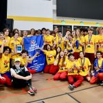 Members of Team Paradox from San Dieguito Academy celebrate with their event banner after winning the FIRST Robotics Competition California District San Diego event on March 22. Courtesy photo