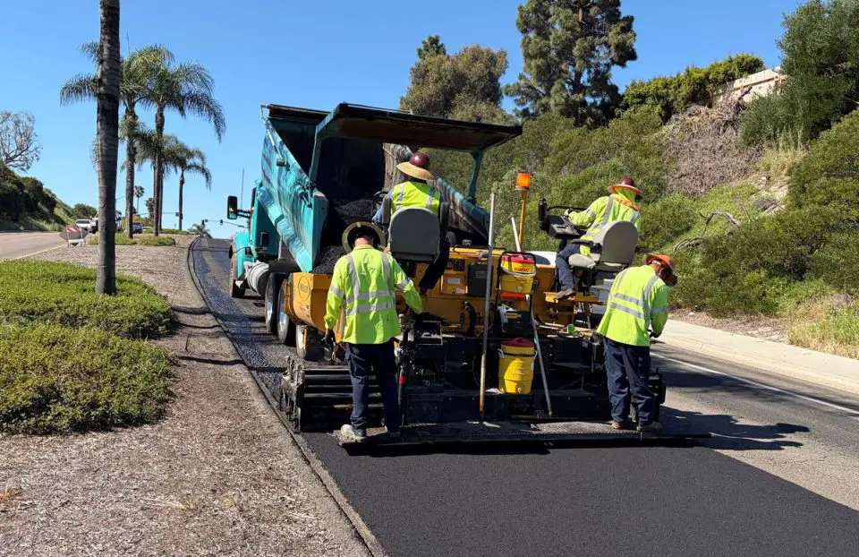 Road crews operate heavy equipment on Thursday during pavement improvement work in Oceanside, where the city is launching a series of spring and summer projects. Courtesy photo/City of Oceanside