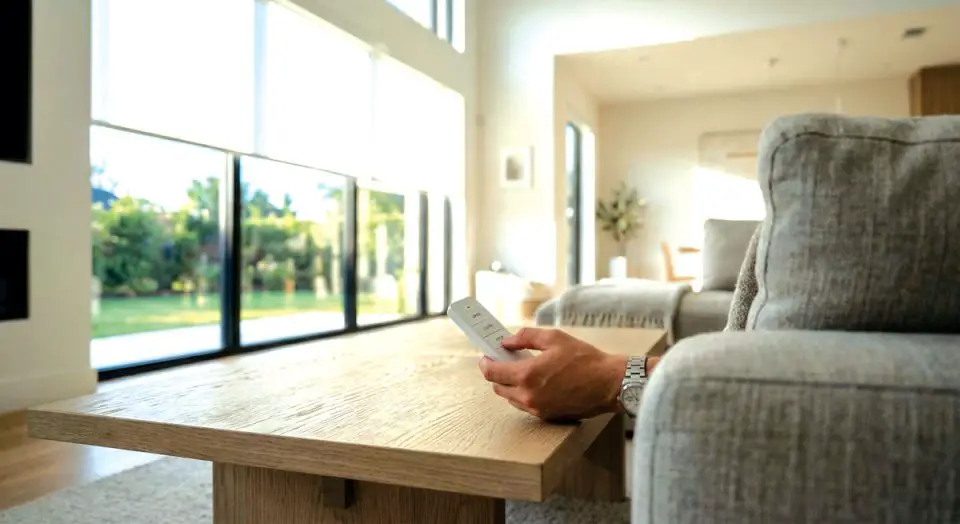 Owners of homes with large sliding doors or west-facing windows are using motorization to schedule shades to close during peak heat hours. Courtesy photo