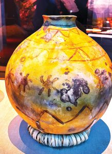 This vessel, known in Spanish as an olla, was used to protect water and food from animals and the elements. The pots were made of clay gathered from the Salton Sea, the Colorado River and other areas in the Southwest. The color is caused by the high iron oxide and salt content. Photo by E’Louise Ondash