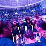 UC San Diego players gather in a pregame huddle before their NCAA Tournament game against TCU on Friday in Fort Worth, Texas. Photo by Erik Jepsen/UCSD