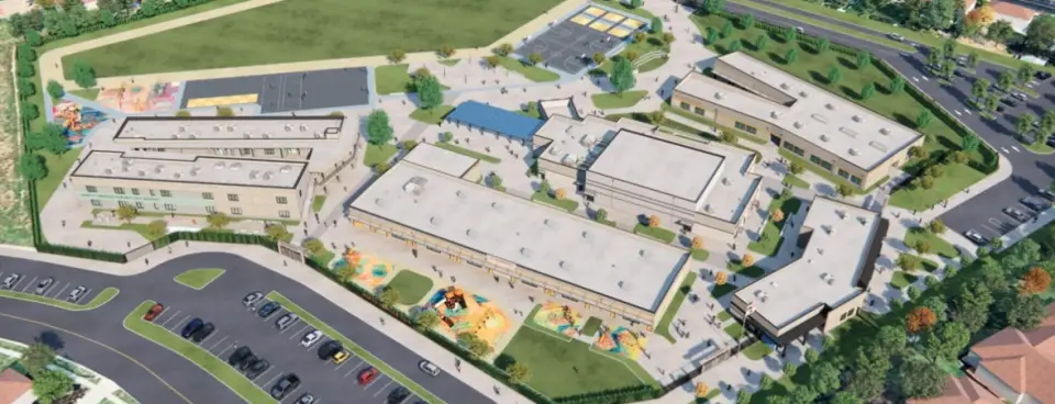 A rendering of the reconstructed North Terrace Elementary School campus in Oceanside. Construction will begin this summer. Courtesy OUSD