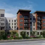 The five-story, 141-unit Caserra Apartments will replace a previously-approved. 96-unit project along South Santa Fe Avenue in Vista. Courtesy rendering