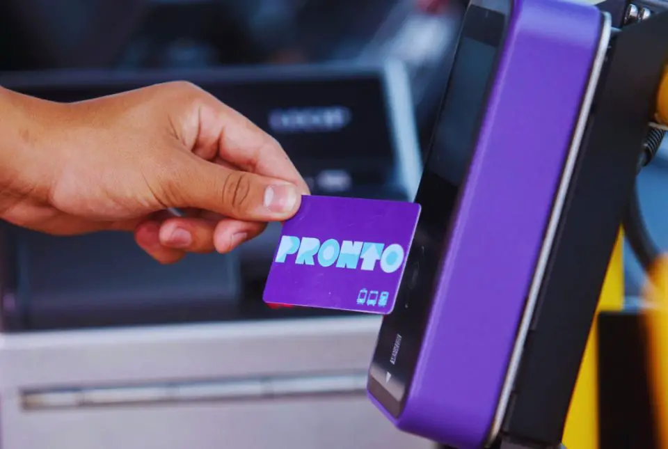 A customer uses a reloadable Pronto card, a regional fare system for NCTD and MTS. Courtesy photo/NCTD