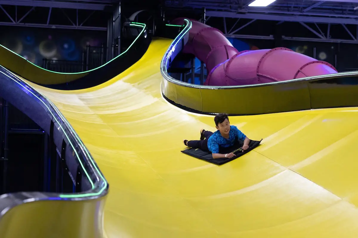 Slick City Action Park, set to open in Oceanside later this month, will feature several slides for attendees of all ages. Courtesy photo/Slick City