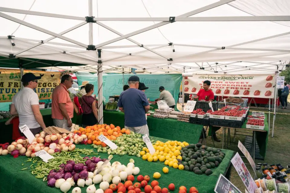 Customers gather at a produce stand during the Leucadia Farmers' Market, a weekly community event that has operated in Leucadia for the past 20 years. Courtesy photo