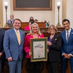 From left to right: Assemblymember Heath Flora, Assemblymember Carl DeMaio, Bonsall Unified School Board President Larissa Anderson, Assemblymember Cecilia Aguiar-Curry and Assemblymember Robert Rivas, speaker of the California State Assembly. Courtesy photo