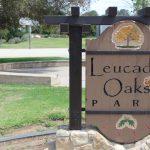 A sign marks the entrance to Leucadia Oaks Park in Encinitas, where the city has approved a native plant demonstration garden. Photo by Cameron Adams