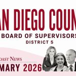 San Diego County Board of Supervisors primary candidates for District 5 (L-R): Rebecca Jones, Sasha Miller, John Franklin, Kyle Krahel and Norma Contreras. The Coast News graphic