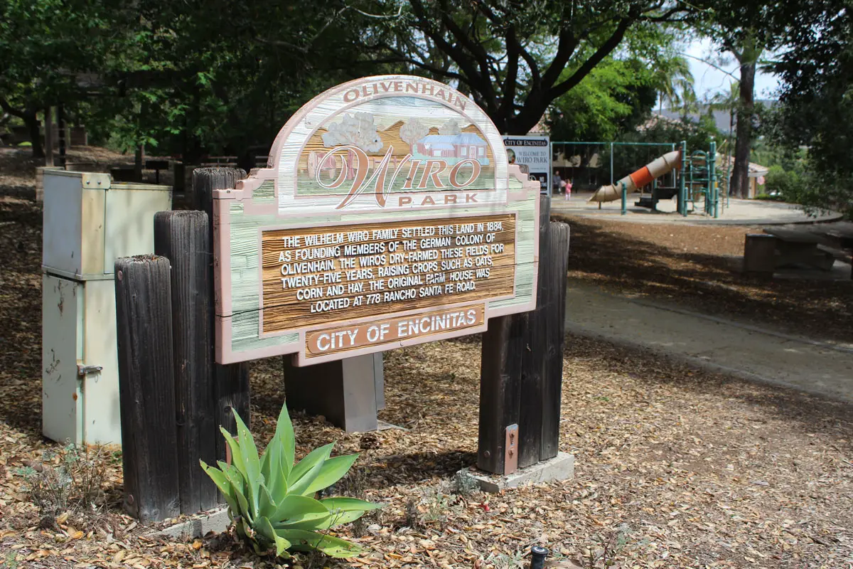 A park sign at Wiro Park in Encinitas. City officials have sent proposed upgrades at the park back for additional public input. Photo by Cameron Adams