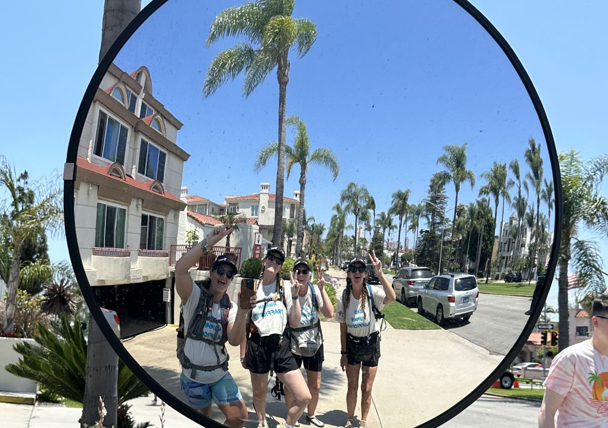 The walkers making their way along the coast. Courtesy photo