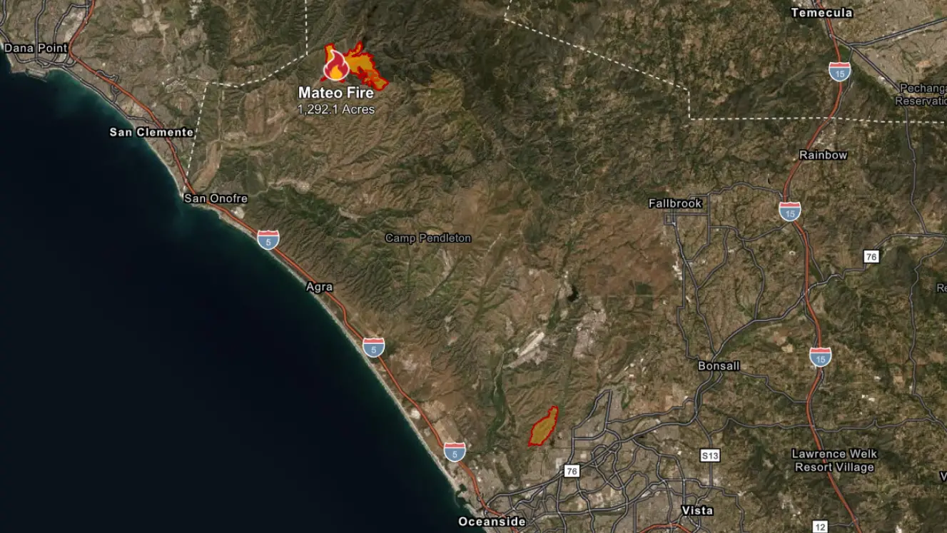 Cal Fire's most recent update, posted on June 17 at 7:17 a.m., shows the Mateo Fire at 1,292 acres. Courtesy of Cal Fire/Screenshot