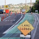Road signs warn motorists of intermittent lane closures along Jimmy Durante Boulevard near a retaining wall project north of Camino del Mar in Del Mar. Courtesy photo/City of Del Mar