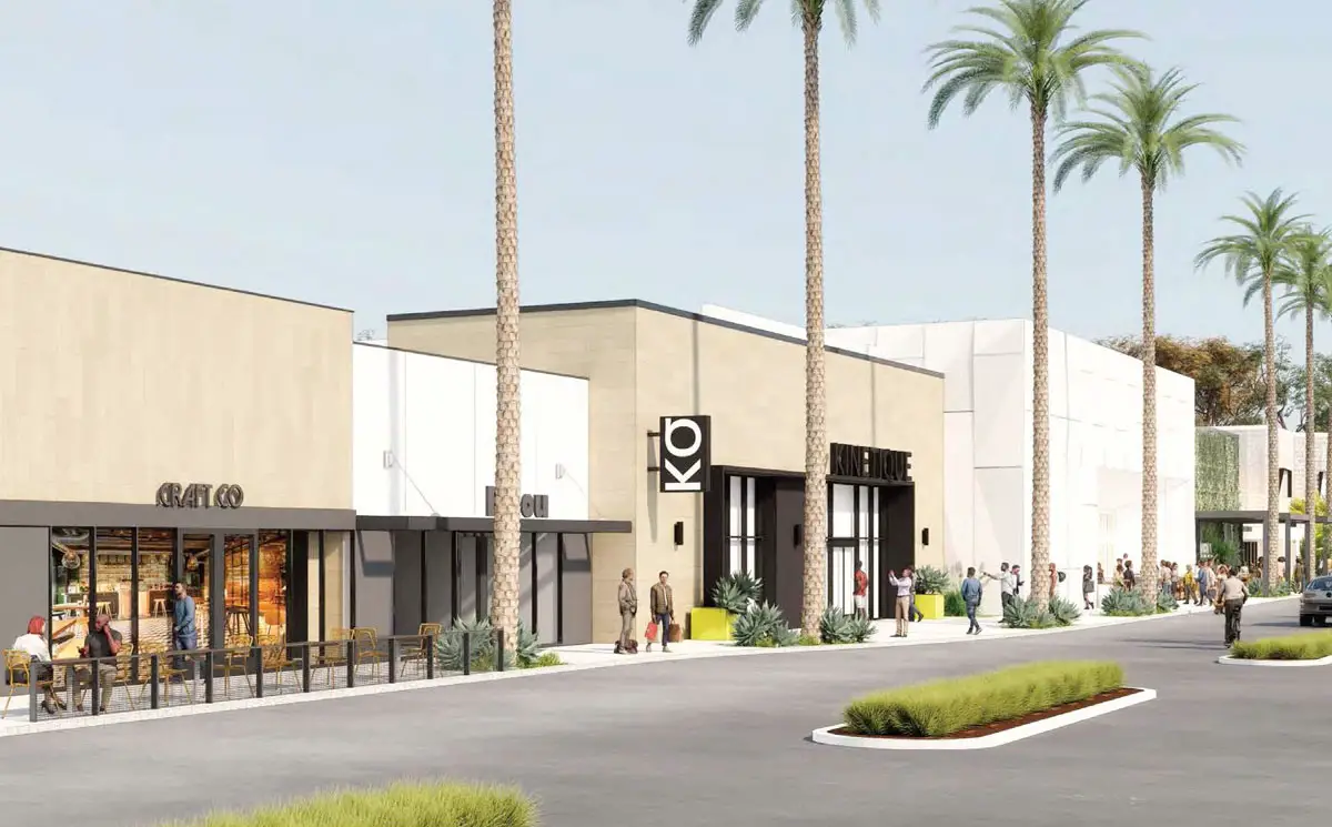 A rendering depicting a redeveloped storefronts at Encinitas Marketplace. Courtesy image/RDC