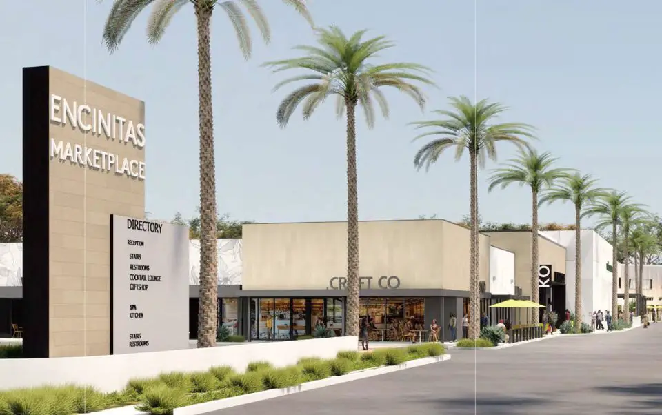 A rendering depicting the a newly redesigned Encinitas Marketplace along El Camino Real. Courtesy image/RDC