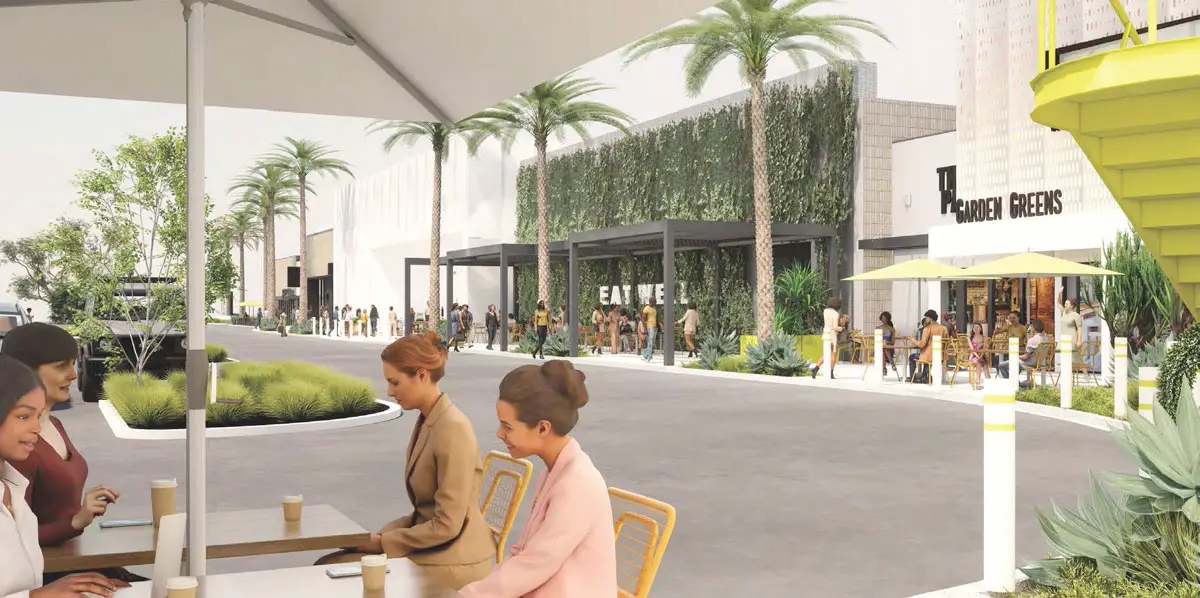 A rendering depicting a redeveloped storefronts at Encinitas Marketplace. Courtesy image/RDC