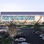 A conceptual rendering depicts the exterior of a proposed ice sports facility in Escondido. City officials and The Rinks Foundation are exploring the feasibility of the project at Kit Carson Park. Courtesy rendering/The Rinks Foundation