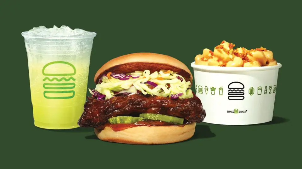 Shake Shack’s BBQ Boneless Baby Back Rib Sandwich with a side of Mac & Cheese, two of the chain’s limited-time offerings this summer. Courtesy photo