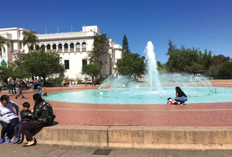 The Bea Evenson Fountain in Balboa Park’s Plaza de Balboa, a popular gathering place for locals and visitors alike, honors the founder of the committee that worked to save and restore the park’s historic buildings constructed for the 1915-1916 Panama-California Exposition. Photo by E’Louise Ondash