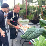 The Plot head chef and co-founder Davin Waite, center, prepares the Plantscape dinner with help from Cameron Brown and sous chef Josh Arnold. Photo by Jano Nightingale