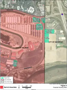 An aerial map with red and green.