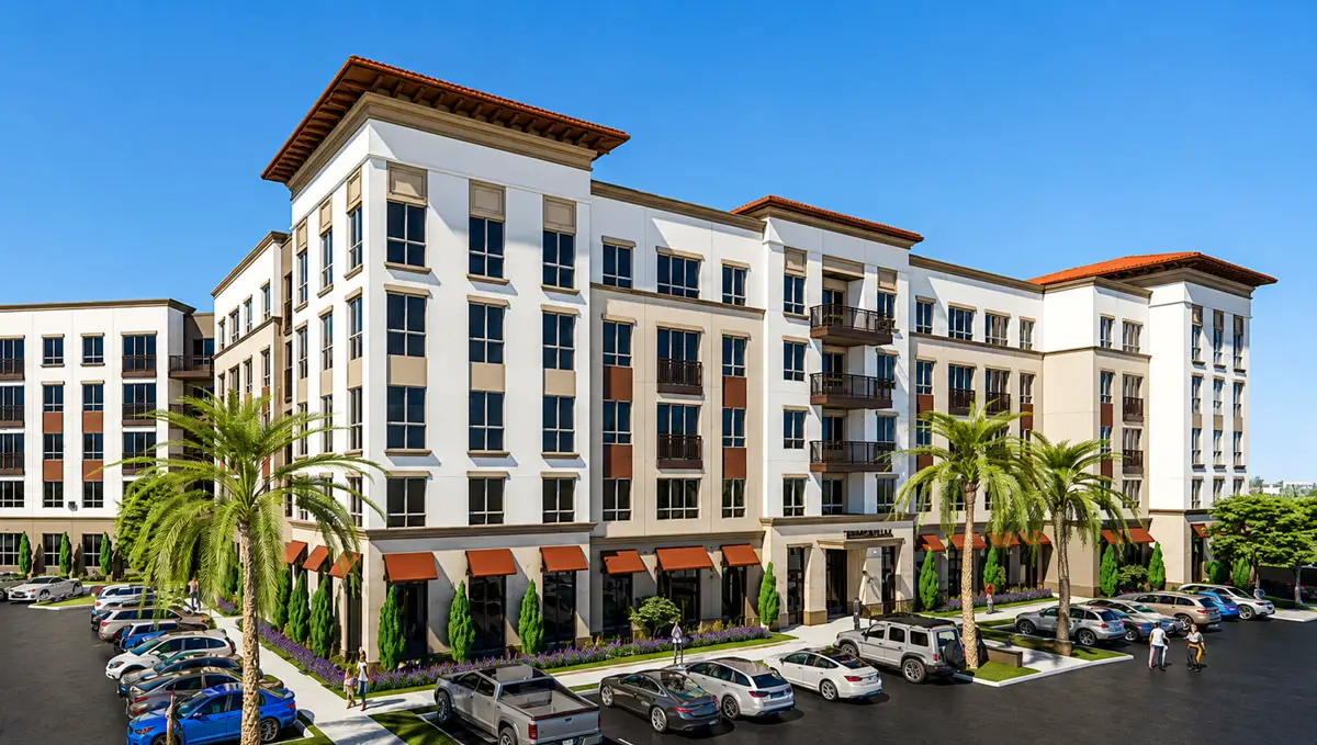 Rendering of the 397-unit housing development on Salk Avenue. Photo courtesy of Hanover Company